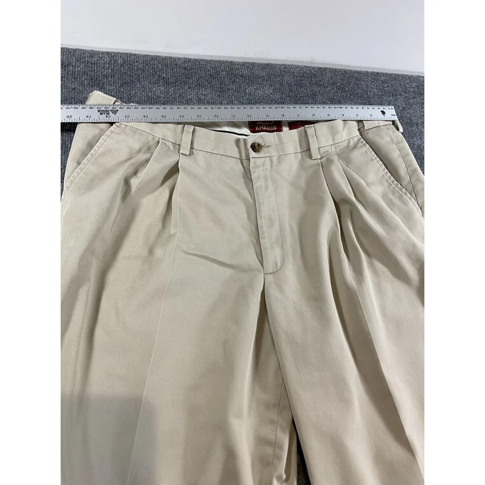 Eddie Bauer Khaki Pants Mens 40W Relaxed Fit Comfort Waist 100% Cotton Tan Casua